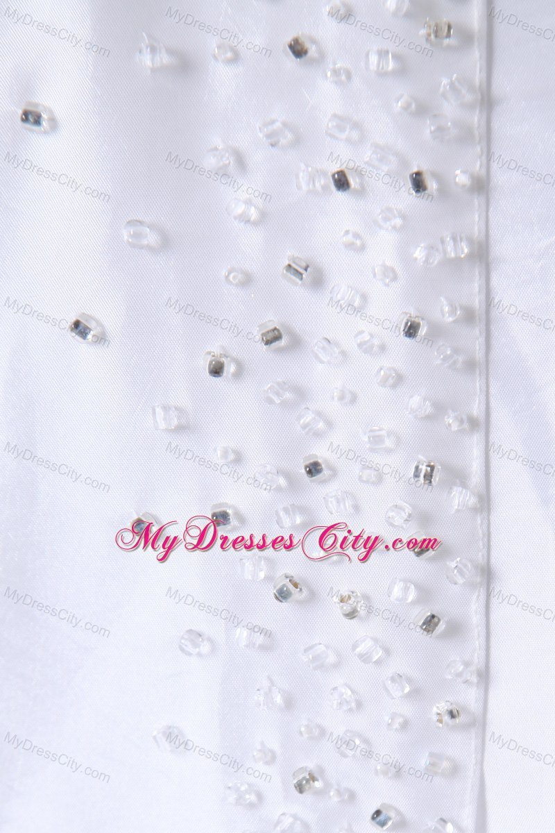 Elegant Straps Satin Ruches and Beading Wedding Dress 2013