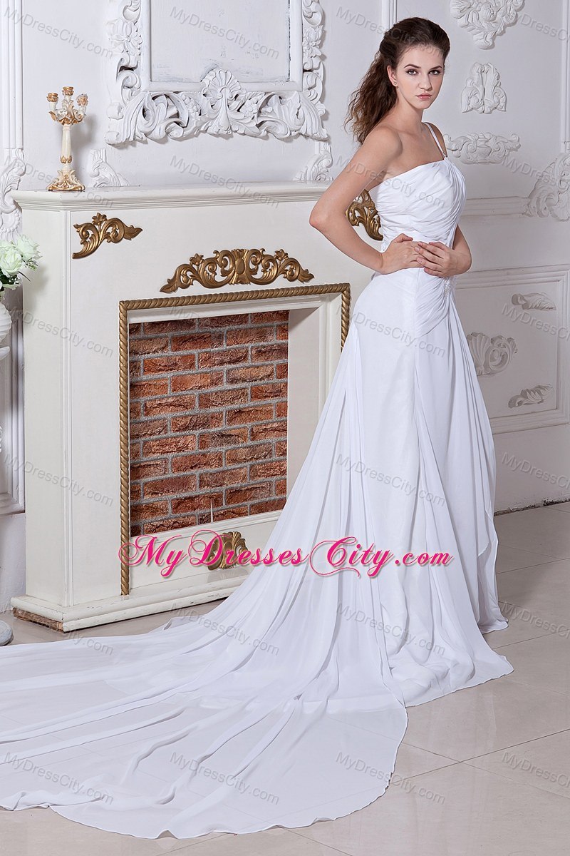 Elegant One Shoulder Appliques and Ruches Bridal Dress 2013