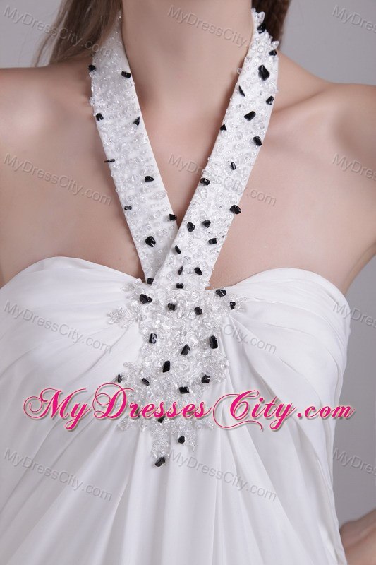 2013 White Halter Beading Wedding Dress for Maternity Dress