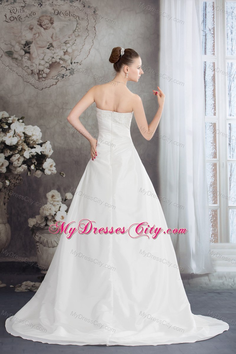 Discount Strapless Beading Appliques Wedding Dress for 2013