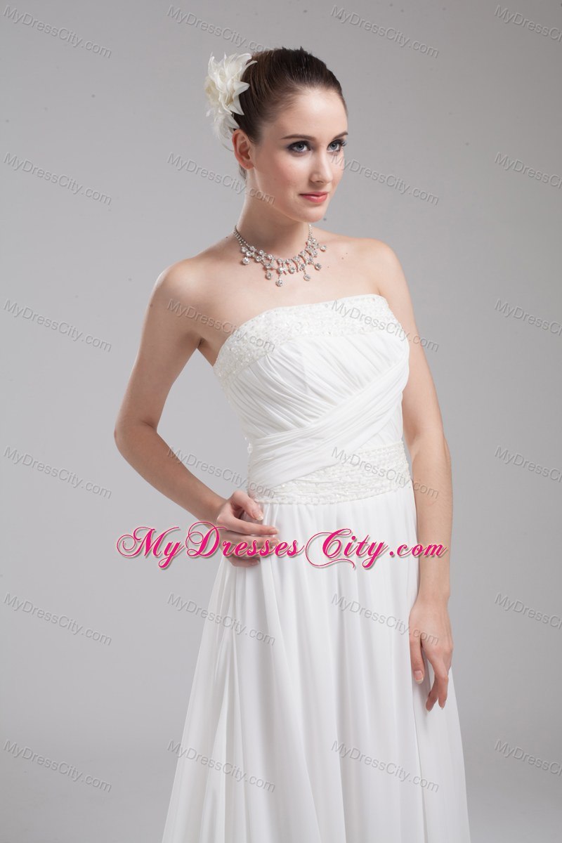Aline Strapless Ruching Chiffon Wedding Dress for Cheap