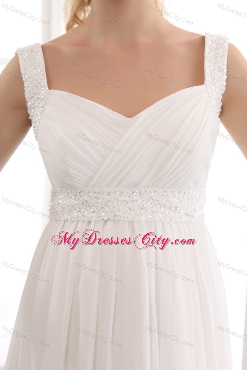 Beautiful Straps Maternity Bridal Dresses with Floor Length Chiffon Beading