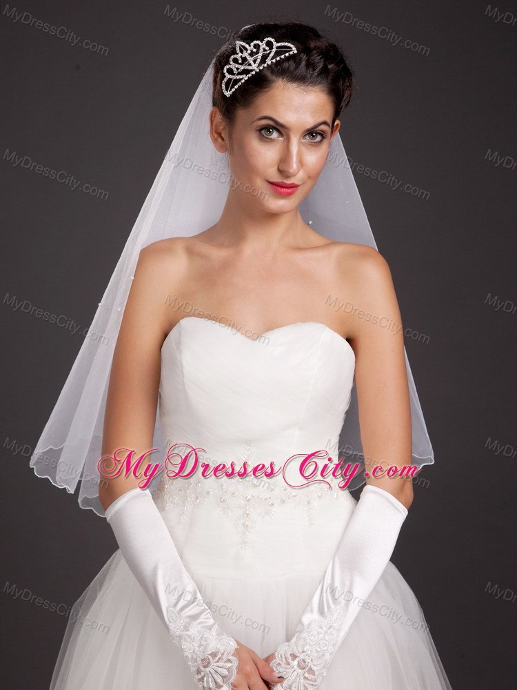 Elegant Satin Fingerless Elbow Length Appliques Bridal Gloves