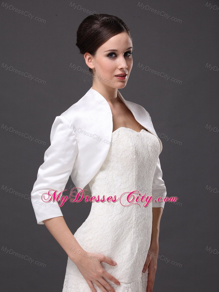 1/2 Sleeves Classical High-neck Satin Jacket For Wedding and Other Occasion