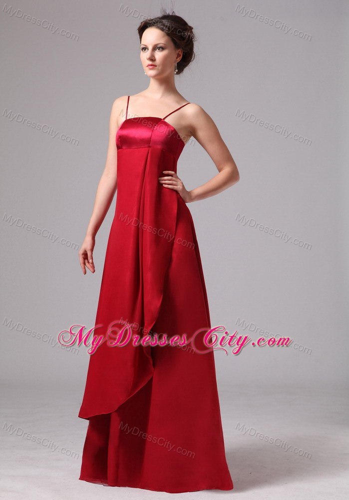 Wine Red A-line Spaghetti Straps Floor-length Bridesmaid Dress