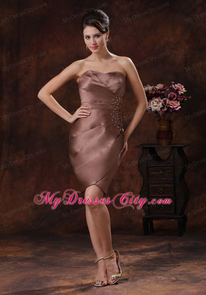 Chocolate Ruched Beading Mother Of The Bride Dress Strapless