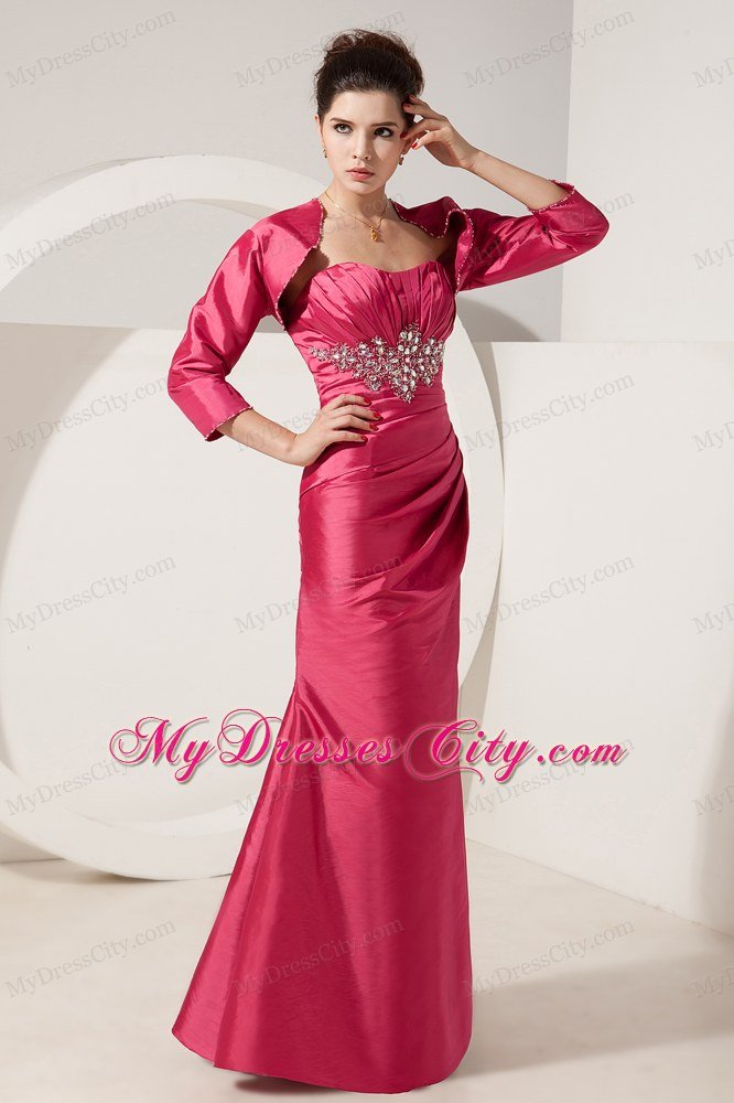 Strapless Beading Floor-length Satin Mother Of The Bride Dress Has Jacket
