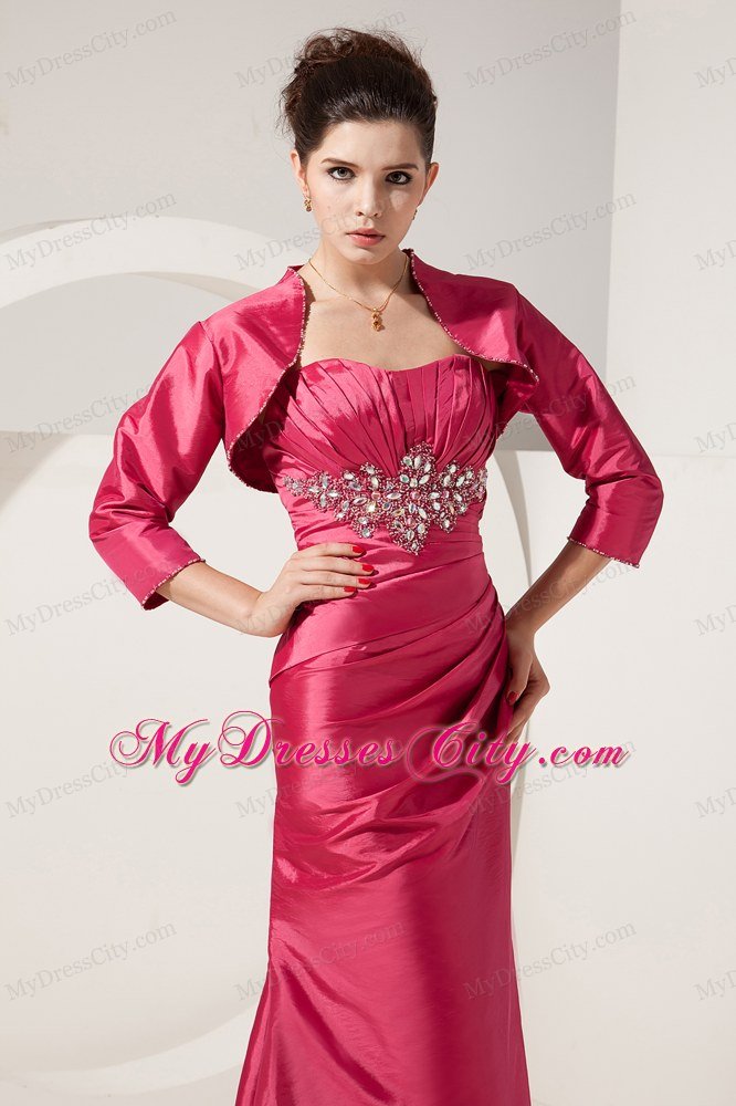 Strapless Beading Floor-length Satin Mother Of The Bride Dress Has Jacket