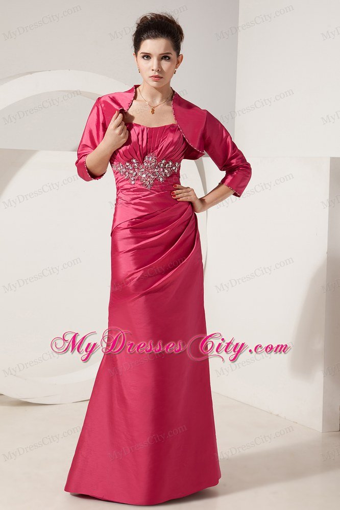Strapless Beading Floor-length Satin Mother Of The Bride Dress Has Jacket