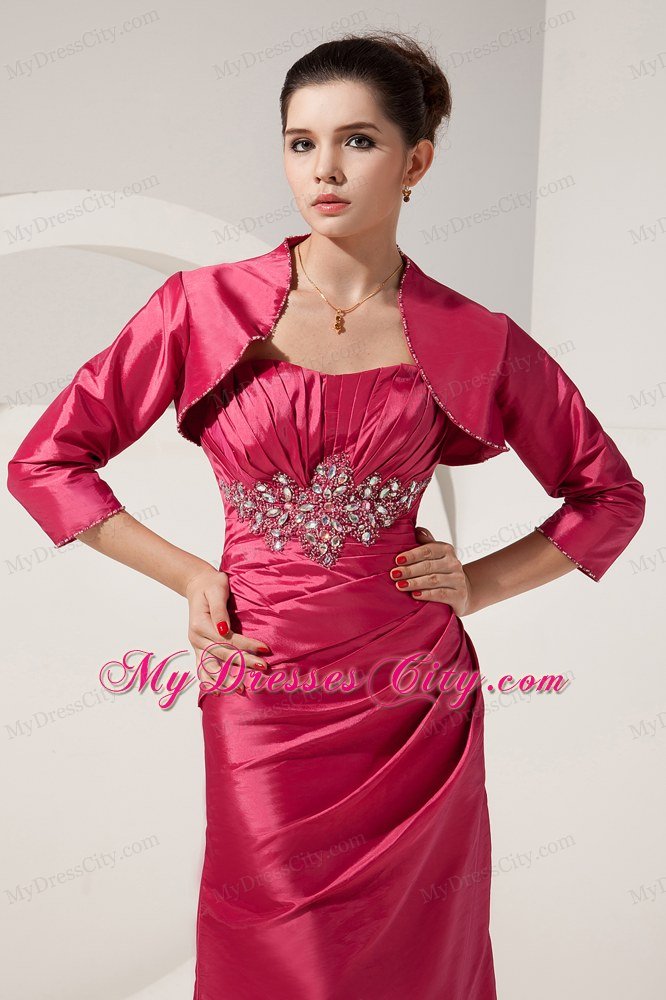 Strapless Beading Floor-length Satin Mother Of The Bride Dress Has Jacket