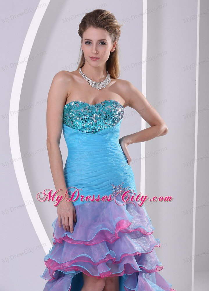 Multi-color High-low Mermaid Prom Dress with Beading