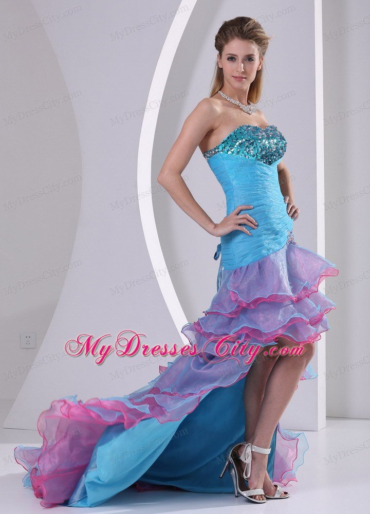 Multi-color High-low Mermaid Prom Dress with Beading