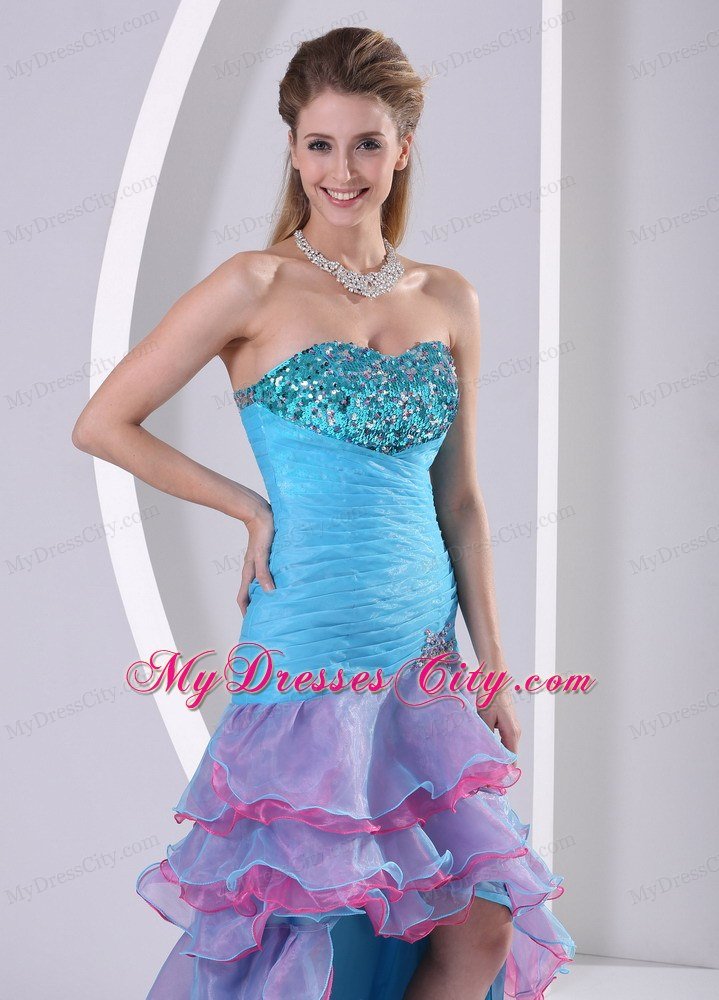 Multi-color High-low Mermaid Prom Dress with Beading