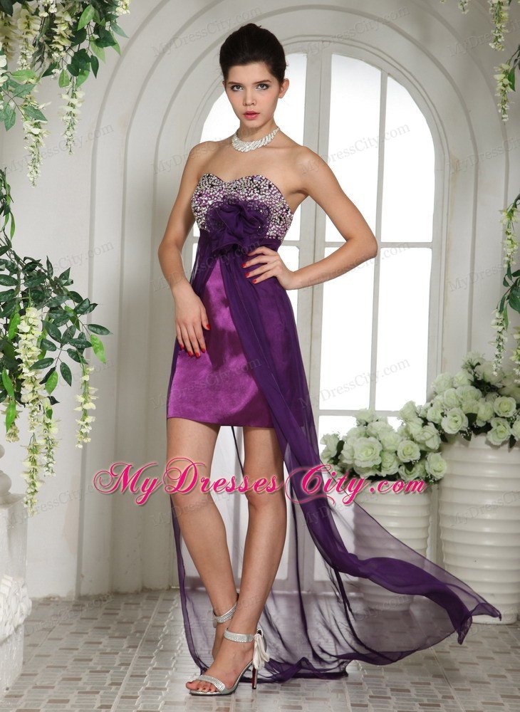 New Arrival Beaded Flowers Chiffon High-low Dresses for Prom