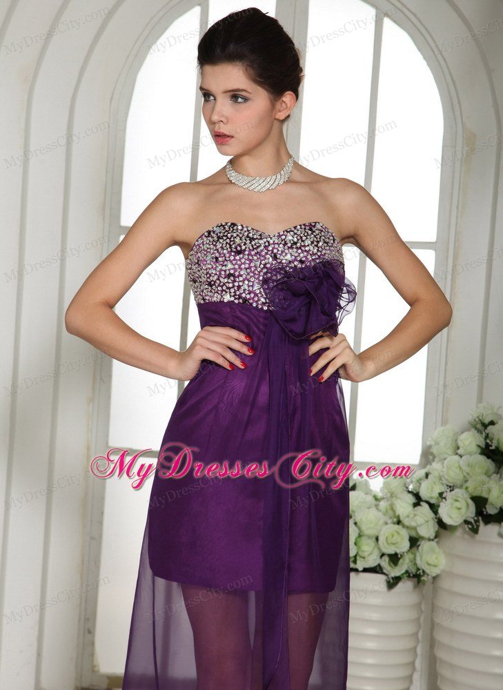 New Arrival Beaded Flowers Chiffon High-low Dresses for Prom