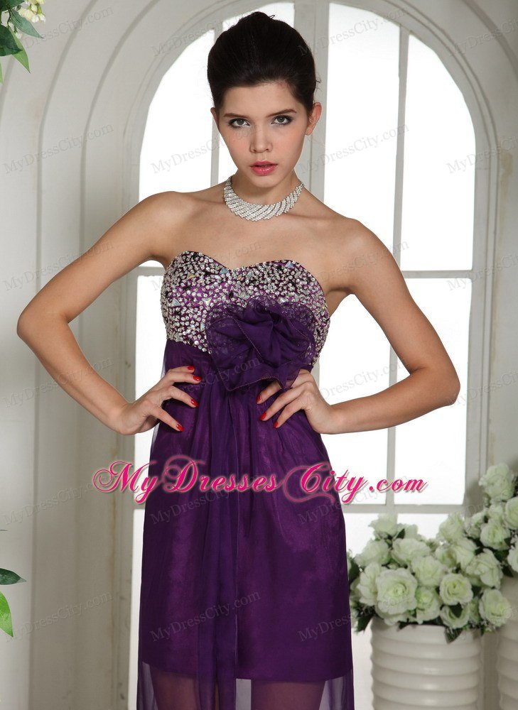 New Arrival Beaded Flowers Chiffon High-low Dresses for Prom