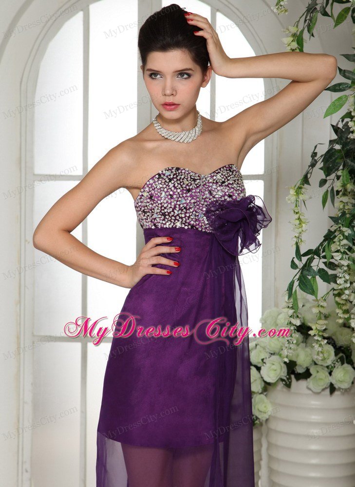 New Arrival Beaded Flowers Chiffon High-low Dresses for Prom