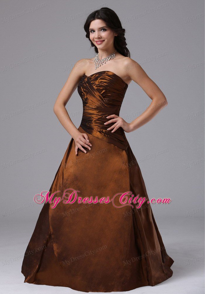 Brown Sweetheart Ruched Plus Size Prom Gowns for Ladies