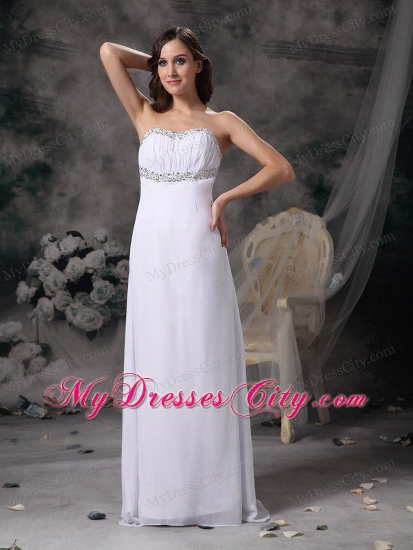 White Sweetheart Beading Prom Gown Dress Chiffon on Sale
