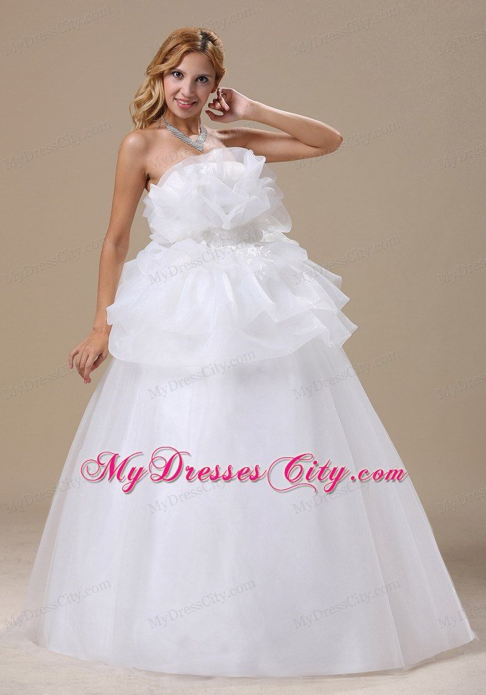 2013 Exclusive Appliques Strapless Lace-up Long wedding Gown
