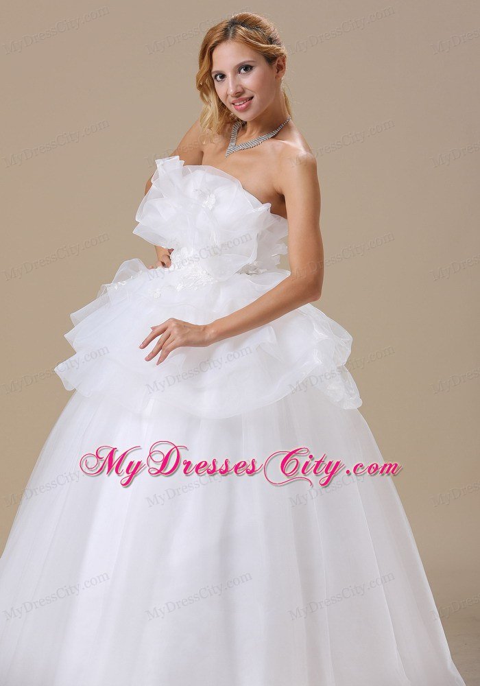 2013 Exclusive Appliques Strapless Lace-up Long wedding Gown