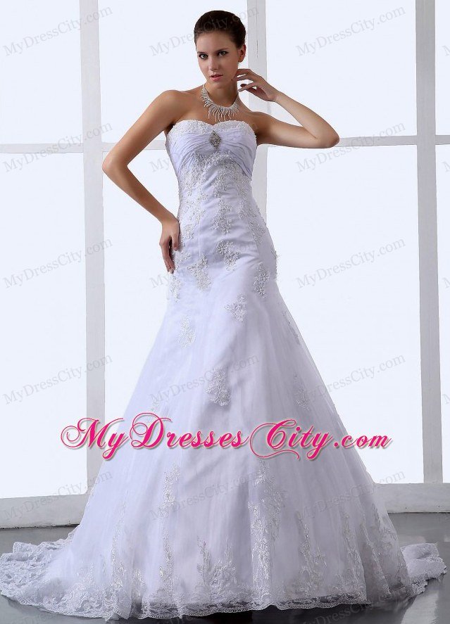 Stylish Lace Appliques Sweetheart Tulle Princess Bridal Gown