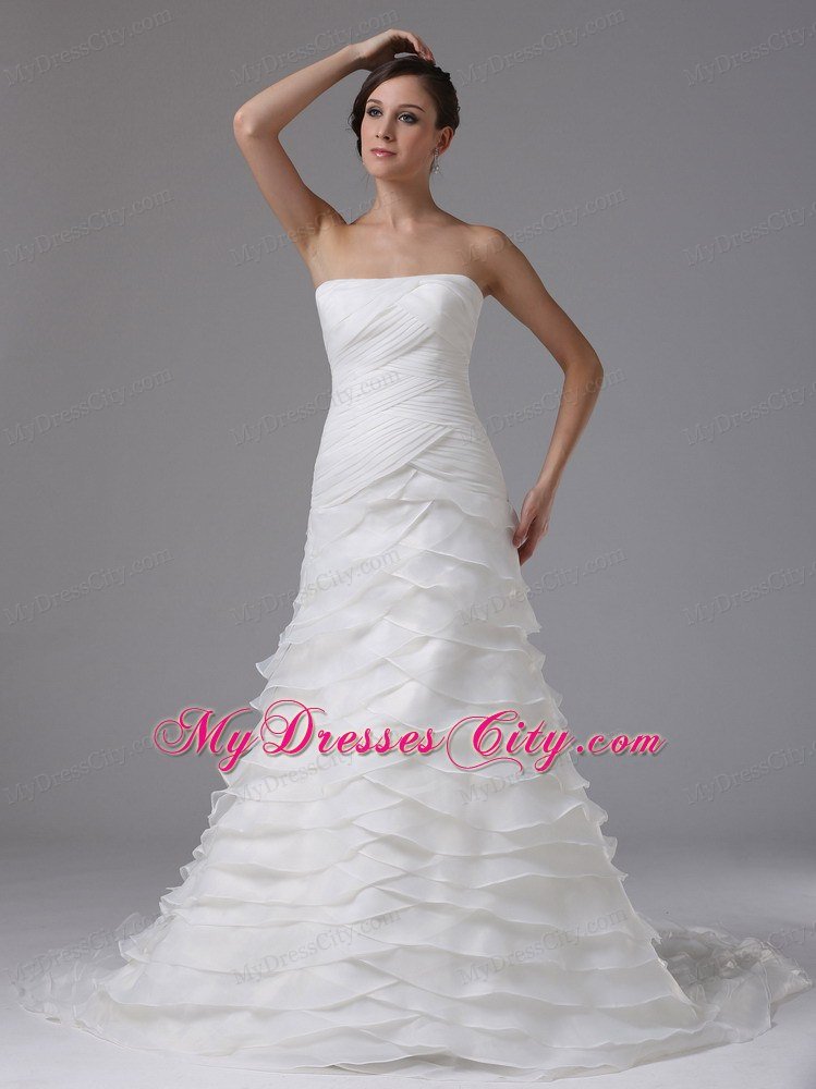 A-line Wedding Dress with Ruffled Layers and Ruched Bodice