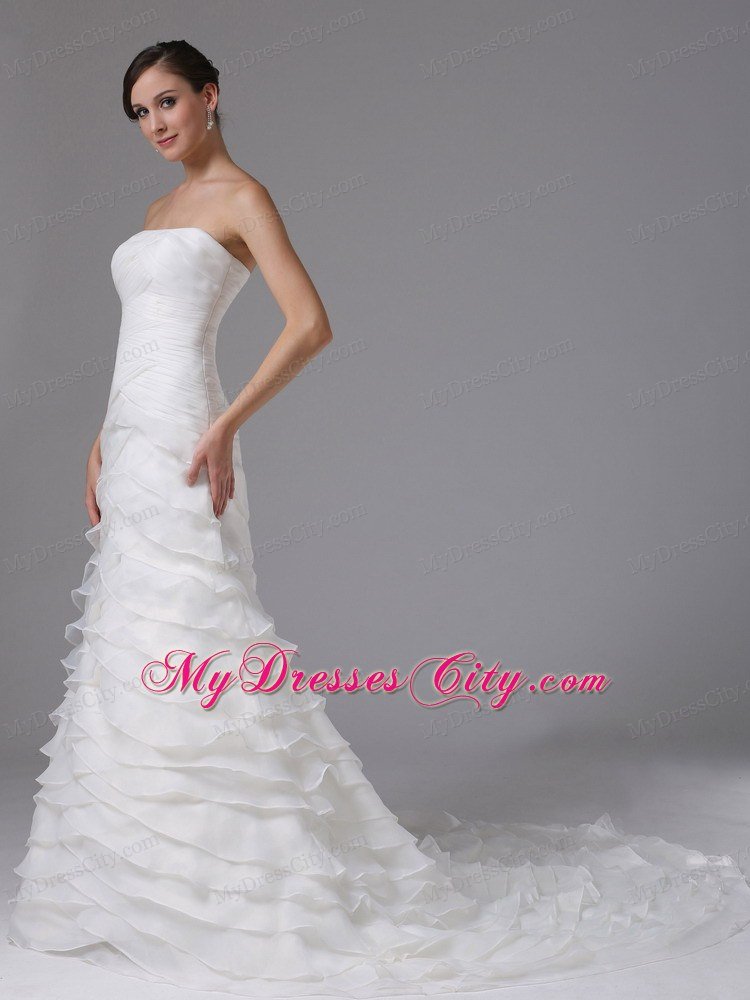 A-line Wedding Dress with Ruffled Layers and Ruched Bodice