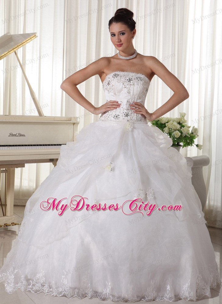 Beaded Over Bodice and Pick-up Ball Gown Strapless Bridal Gown