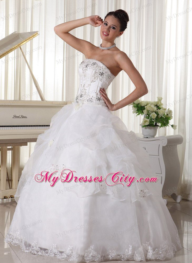 Beaded Over Bodice and Pick-up Ball Gown Strapless Bridal Gown
