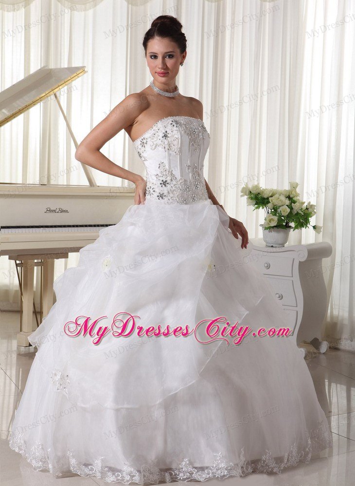 Beaded Over Bodice and Pick-up Ball Gown Strapless Bridal Gown
