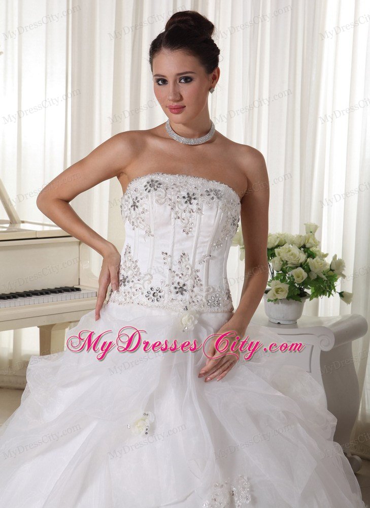 Beaded Over Bodice and Pick-up Ball Gown Strapless Bridal Gown