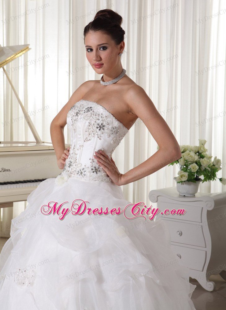 Beaded Over Bodice and Pick-up Ball Gown Strapless Bridal Gown