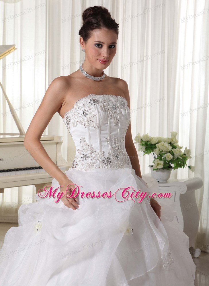 Beaded Over Bodice and Pick-up Ball Gown Strapless Bridal Gown