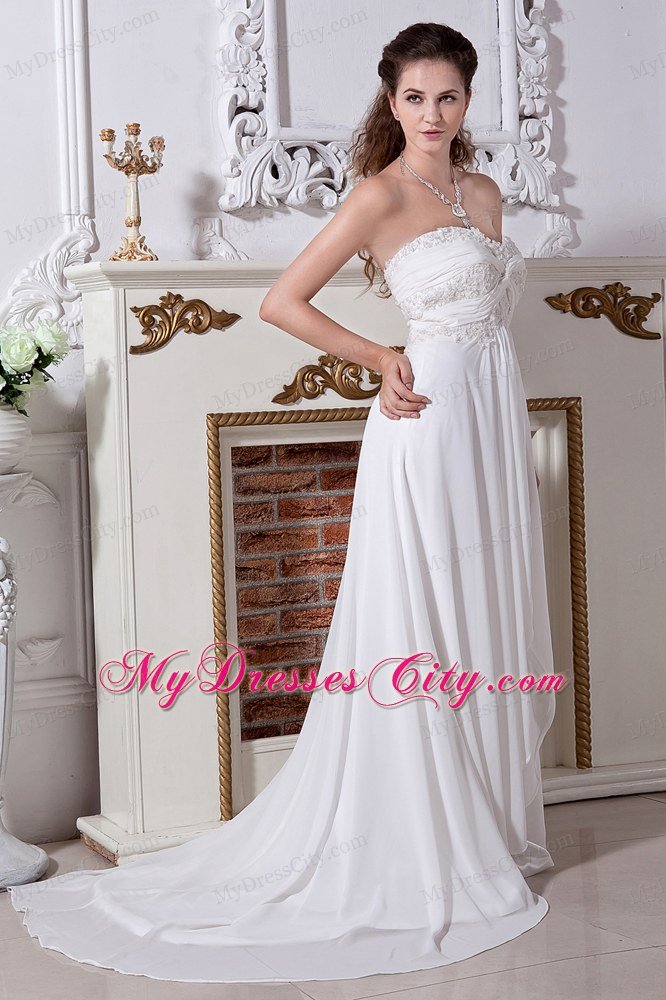 Popular Empire Sweetheart Lace Wedding Dresses with Court Train