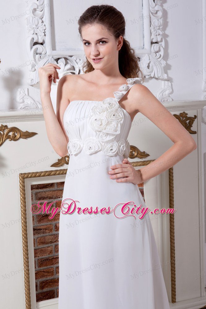 Elegant Empire One Shoulder Flowers 2013 Wedding Dress For Beach