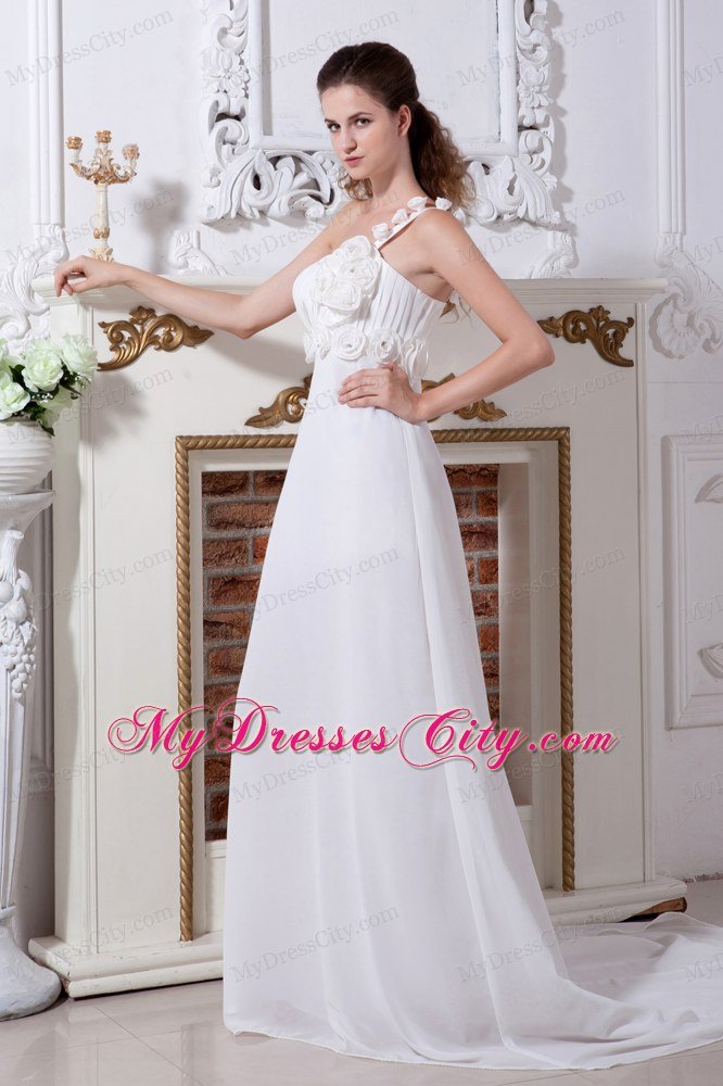 Elegant Empire One Shoulder Flowers 2013 Wedding Dress For Beach