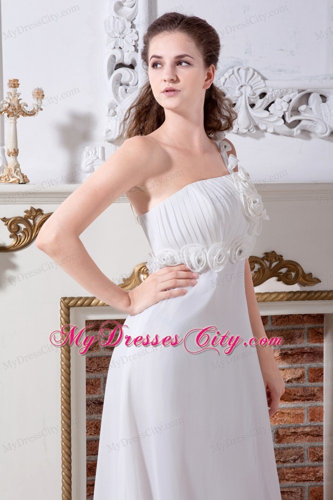 Elegant Empire One Shoulder Flowers 2013 Wedding Dress For Beach