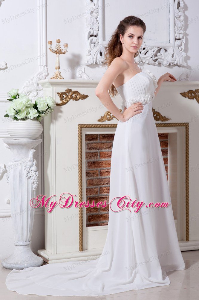 Elegant Empire One Shoulder Flowers 2013 Wedding Dress For Beach