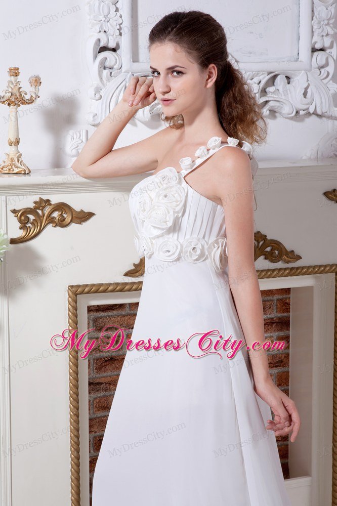 Elegant Empire One Shoulder Flowers 2013 Wedding Dress For Beach