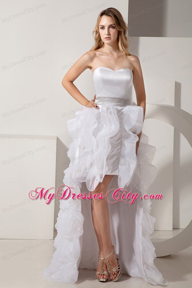 2013 Spring A-line Sweetheart High-low Ruffles Sash Wedding Dress