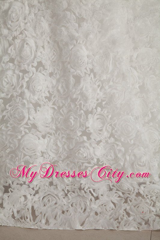 2013 Strapless Special?Embossed?Fabric Wedding Dress with Beading
