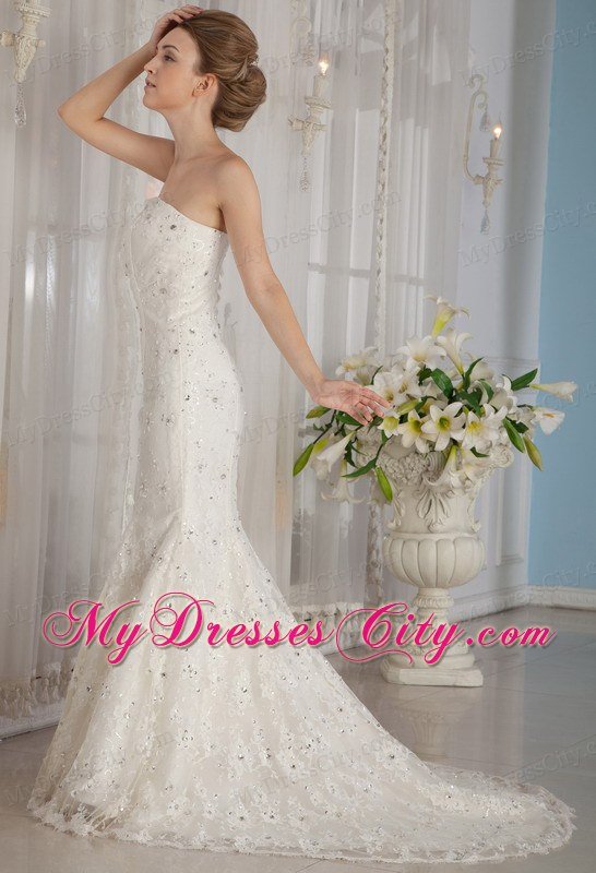 Gorgeous Trumpet Strapless Lace Beading Wedding Dresses for Garden