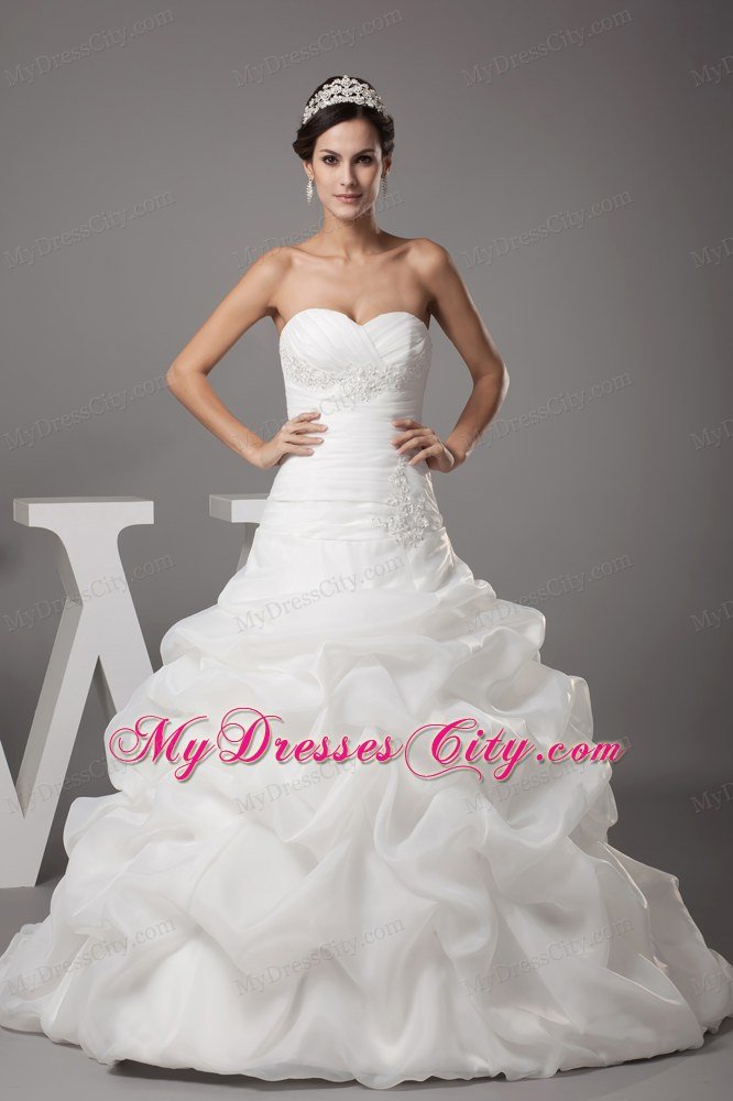 Pick-ups Sweetheart A-line Wedding Dress With Corset up Back