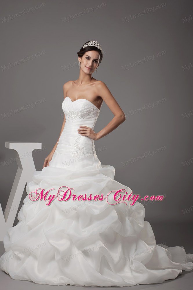 Pick-ups Sweetheart A-line Wedding Dress With Corset up Back