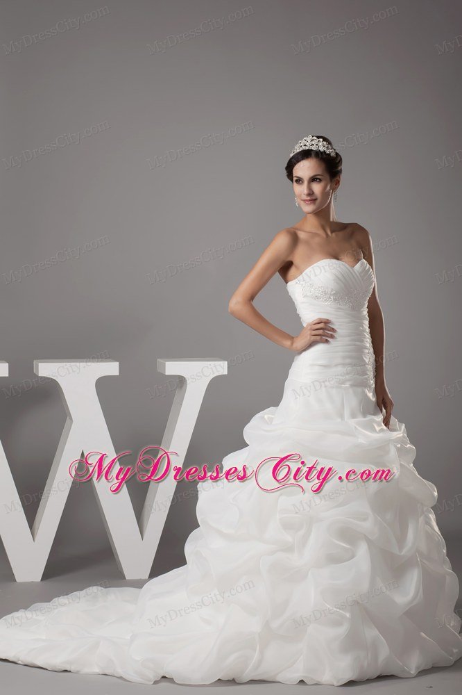Pick-ups Sweetheart A-line Wedding Dress With Corset up Back
