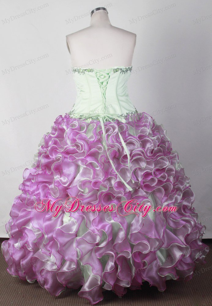 Multi-colored Ruffled Appliques Little Girl Pageant Dresses