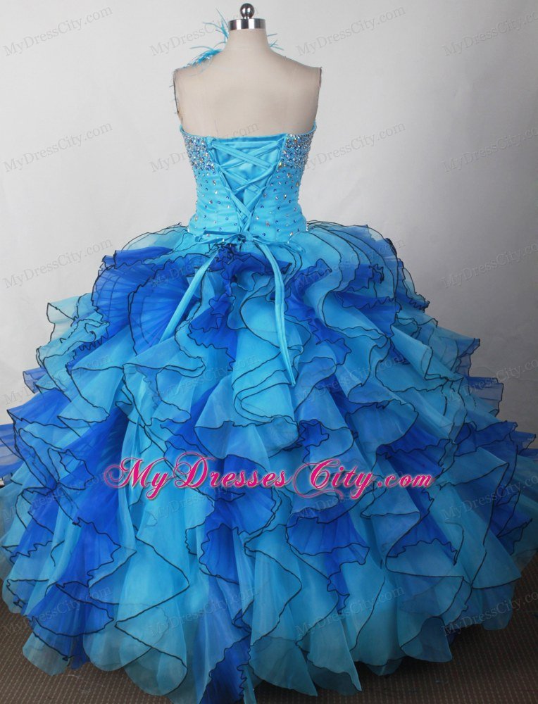 Beaded Feather Little Girl Pageant Dresses With Ruffled Layers