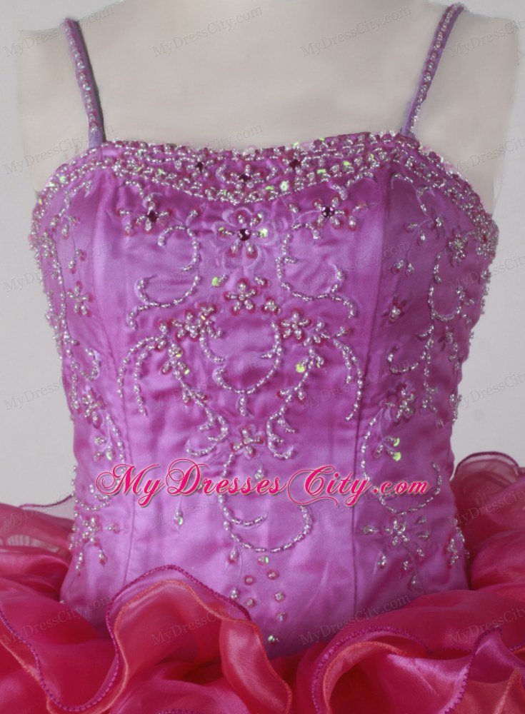 Spaghetti Straps Beauty Pageants Dresses with Beading Ruffles