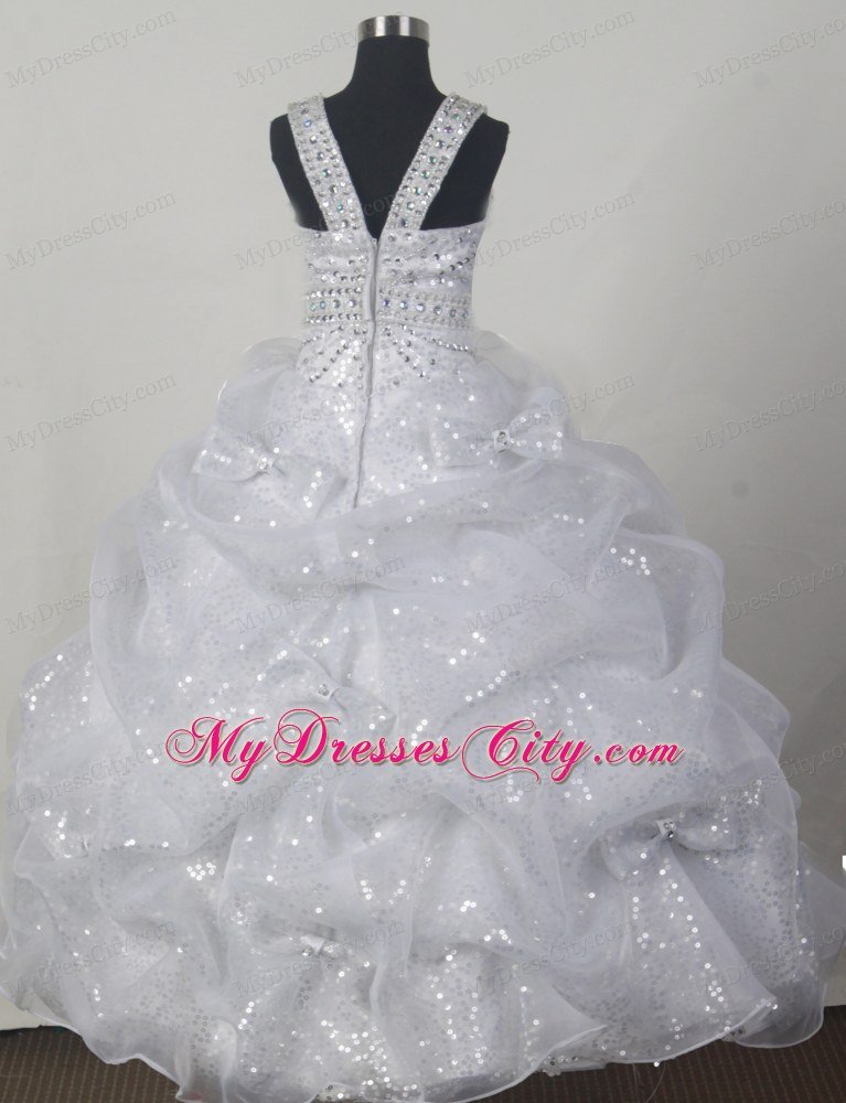 Beading and Sequin Little Girl Pageant Dress Embellshed Bowknot